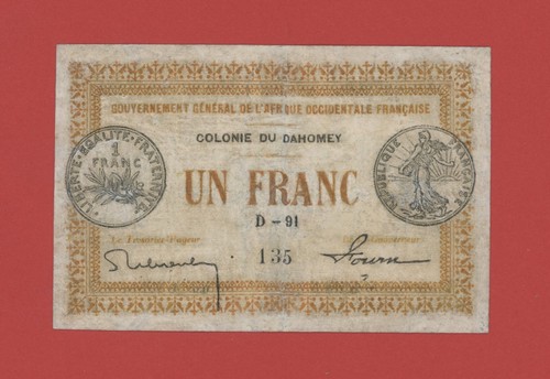Dahomey franc 1917 - dahomey, #