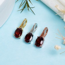 Naturel Grenat Rouge Unisexe Pendentif 925 Argent Sterling Bijoux Cadeau