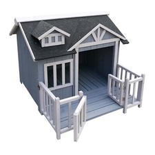 Niche de chien en gris Maison de luxe XL Bois Balcon Jardin Terrasse Chien