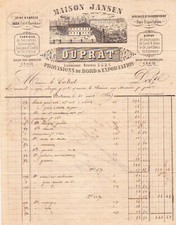 BORDEAUX AGEN - MAISON JANSEN FACTURE DUPRAT CONSERVES SALAISONS CONFITS - 1864