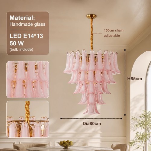 Lustre suspension verre - , rose