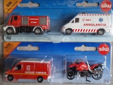 Siku - 1656 - lot de 2 véhicules pompiers ambulances et moto