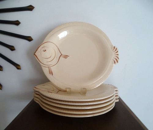 Assiettes poisson faience - assiettes,