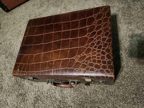 Antique alligator suitcase - antique,