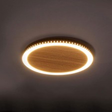 Lampe Murale LED Plafonnier Lune Brun Bois Ø40Cm 24W Chaud 3 Niveaux Dimmable