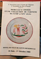 CATALOGUE EXPO  COLLECTION DE FAIENCES DES XVIII ET XIX SIECLE LES ISLETTES 1989