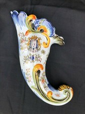 ancienne CORNE d'ABONDANCE faïence Rouen Desvres Boulogne Pornichet 26 cm 