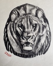 Paul JOUVE Gravure Animalière  ART DECO Tête De Lion Ou Panthère Panther Fauve