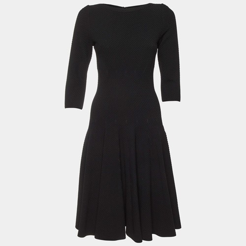 Robe évasée noire tricot - évasée, en