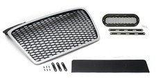 Calandre Grille Noir Argenté Nid Abeille Sans Sigle Support Logo Pour Audi A4 B7