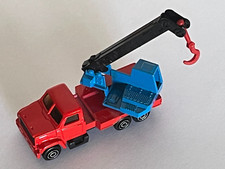 Majorette engin de chantier n°283, camion grue rouge et bleu, 1/100e / TBE !!