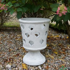 Panier cache pot Ø 38 cm figurine pierre 54 cm 28 kg gris béton blanc résista...
