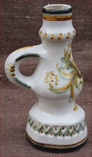 Quimper Keraluc Candle Holder French Enameled Stoneware 1960's
