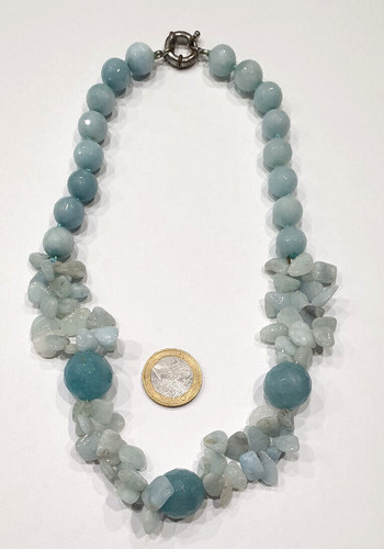 Collier aigue marine pierre