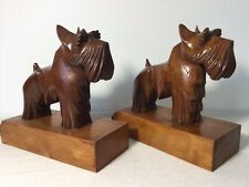 PAIRE DE SERRE-LIVRES EN BOIS VINTAGE 1950 1960 CHIENS Scottish-terrier