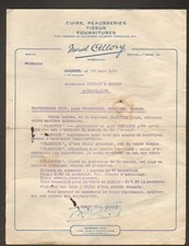 ANGERS (49) CUIRS / PEAUSSERIE / TISSUS "Marcel ALLORY" Lettre en 1941
