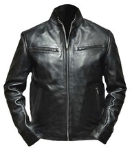 Blouson de motard noir en peau