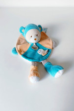 Doudou Plat/Mouchoir Rond Ours Gris Bleu Orange Blanc Étoiles Bonnet  - Baby Nat
