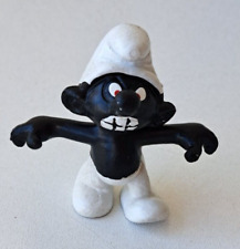 FIGURINE SCHTROUMPF 20007 NOIR " ANGRY " YEUX ROUGE AVEC DENTS CHLEICH PEYO RARE