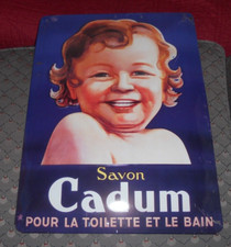 PLAQUE METAL TOLE BOMBEE SAVON CADUM POUR LA TOILETTE ET LE BAIN 30 X 40 CM