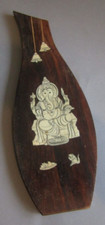 Ancien tableau / panneau en marqueterie, élephant ganesh, Inde bon etat l 38cm