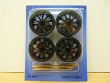 SET DE 4 JANTES TUNING NOIRES D34 mm + PNEUS 1/18 n°31