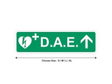 Sticker panneau DÉFIBRILLATEUR DAE logo haut 10cm(S) - 29cm(XL) autocollant