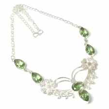 Collier bijoux en argent sterling 925 fait main pierre précieuse améthyste ve...