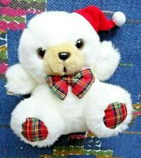 JB3/ DOUDOU PELUCHE OURS BLANC BONNET NOEUD ROUGE NOEL FIZZY H 15CM TBE
