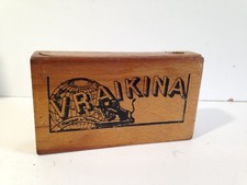 Ancienne boîte publicitaire porte-cartes à jouer  bois vintage bistrot VRAIKINA