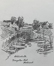 Karl Freede 1908-2000 Leer Termynter Siel Hollande Dessin Au Charbon