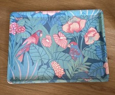 ANCIEN PLATEAU DE SERVICE VINTAGE  FIBRE DE VERRE décor oiseau perroquet jungle