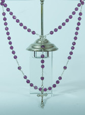 1900 fine french Rosary purple crystal & sterling silver Religious Cross rare