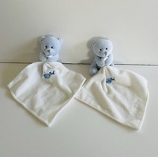 Doudou plat ours bleu ciel avec mouchoir Baby nat LOT DE 2 État Neuf