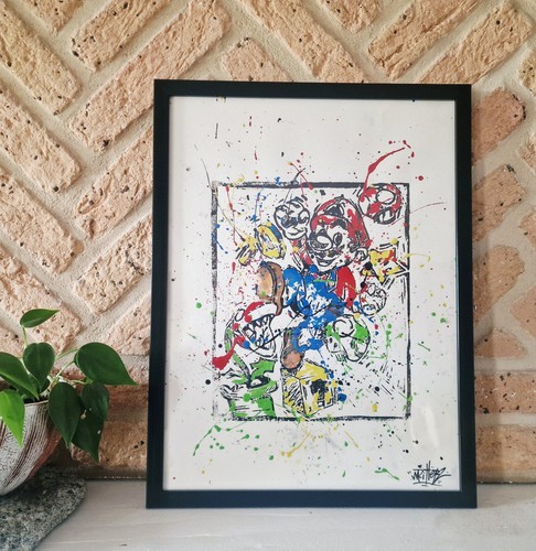 Linogravure mario was here - linogravure,