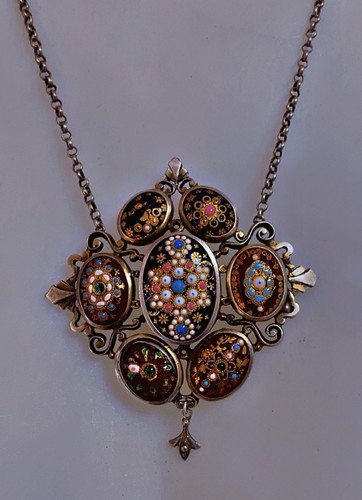 Bijoux ancien collier émaux - ancien,