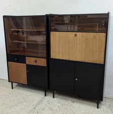 Ensemble Secrétaire Et Vitrine Vintage 1960 Pieds Compas Design