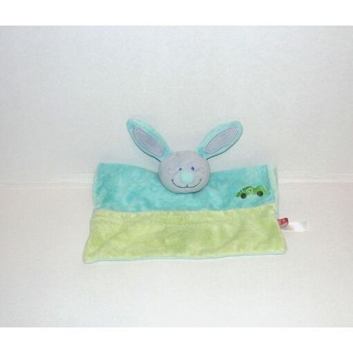 Doudou lapin plat bleu voiture - lapin,