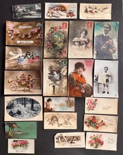 10 Carte postale + 11 carte de voeux Bonne Année 1910 1920
