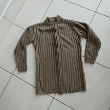 GILET VESTE MAILLE KAKI T 42  BLANCHE PORTE FERMETURE ECLAIR