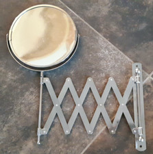 Miroir Mural Accordéon Métal Chromé Vintage Salle de Bains Rond Grossissant