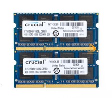 Crucial 2X 4 Go 2RX8 PC3-8500S DDR3 1066Mhz SODIMM mémoire d'ordinateur portable