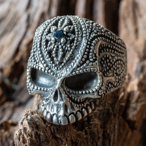 Bague tête mort argent - bague,