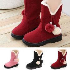 Hiver filles enfants enfants chaud Noël robe de mariée fourrure doublure bottes chaussures Royaume-Uni