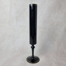 Vase Ancien Verre Noir – Tube Haut – Déco Maison Style Art Déco Vintage