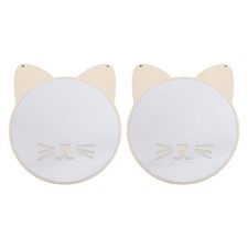  2 Pcs Miroir En Forme De Chat Chambre Mural Salle Bain Suspendu Pour