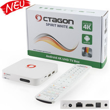 Octagon Spirit 4K UHD HDR10 + Android TV Streaming Boîte 5G Wifi Bluetooth Blanc
