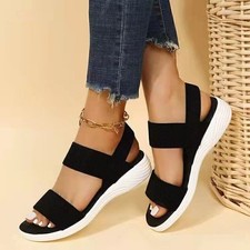 Sandales femmes chaussures d'été confortables peep toes femmes bretelles élastiques bling taille UK