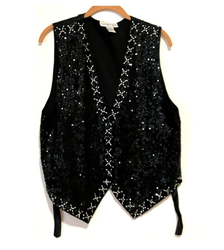 Vintage black sequin button - vintage,