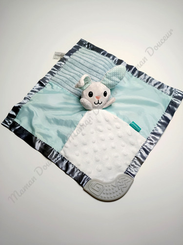 Doudou plat carré lapin bleu - carré,